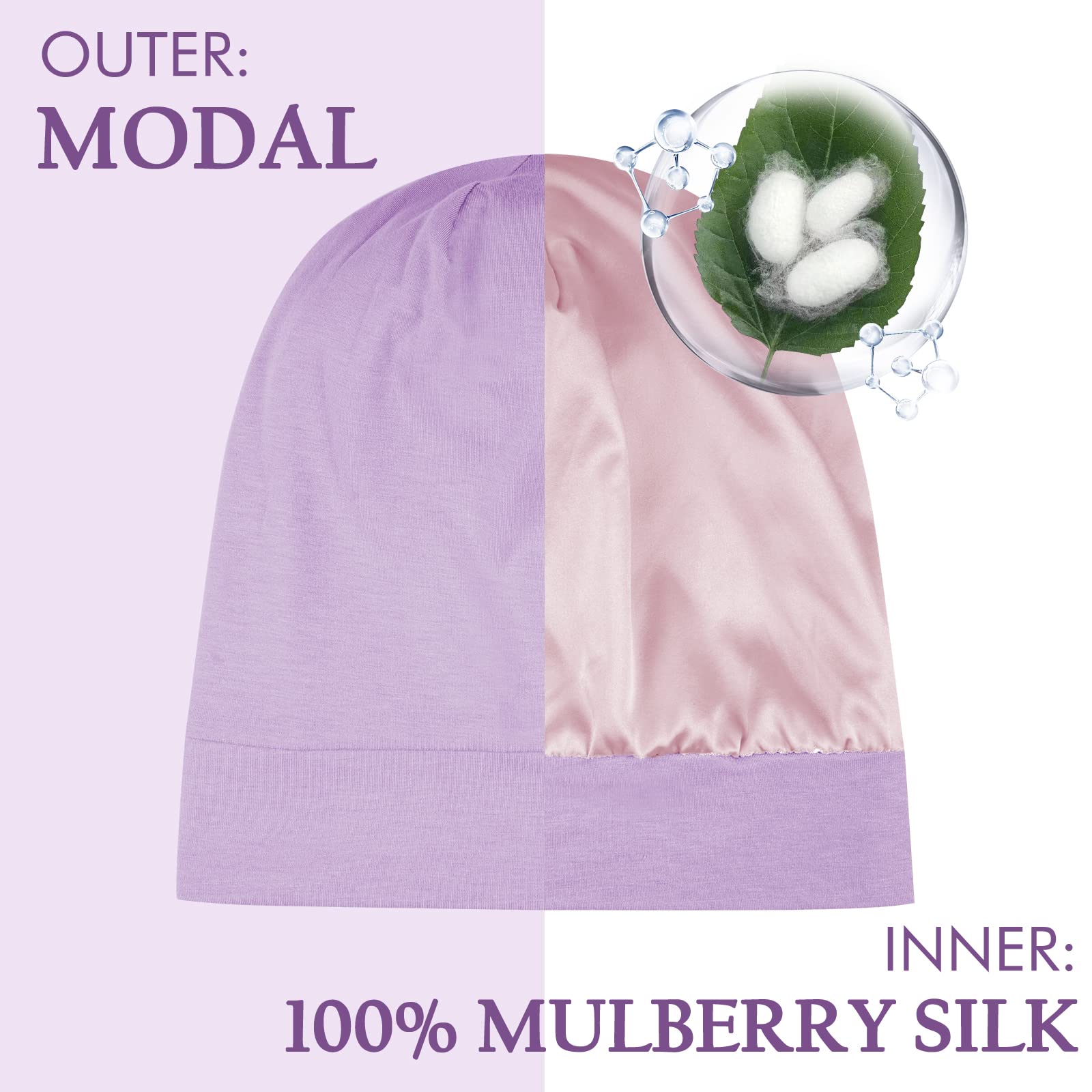 OLESILK Silk Baby Bonnet shows soft modal layer for breathability and dry comfort.