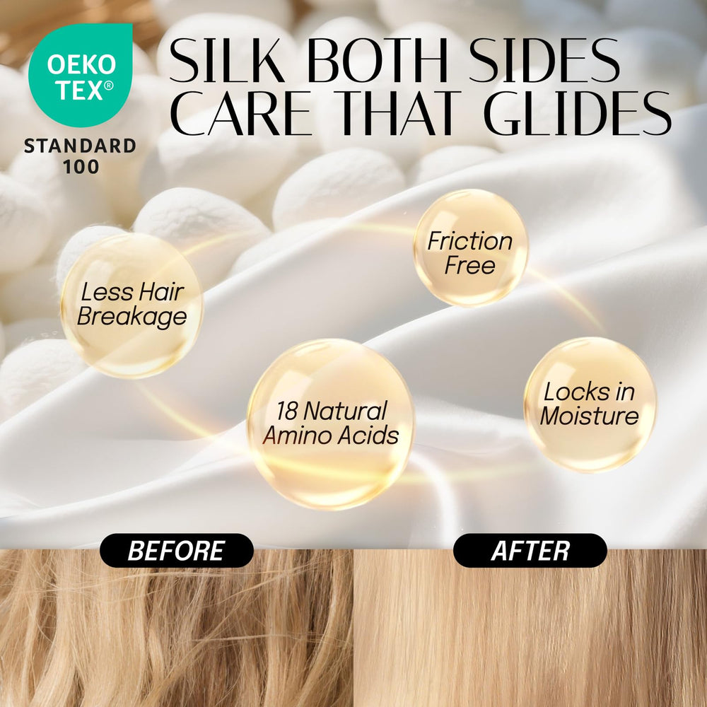 OLESILK silk bonnet royalblue on bed—overnight curls protected for healthier-looking hair.
