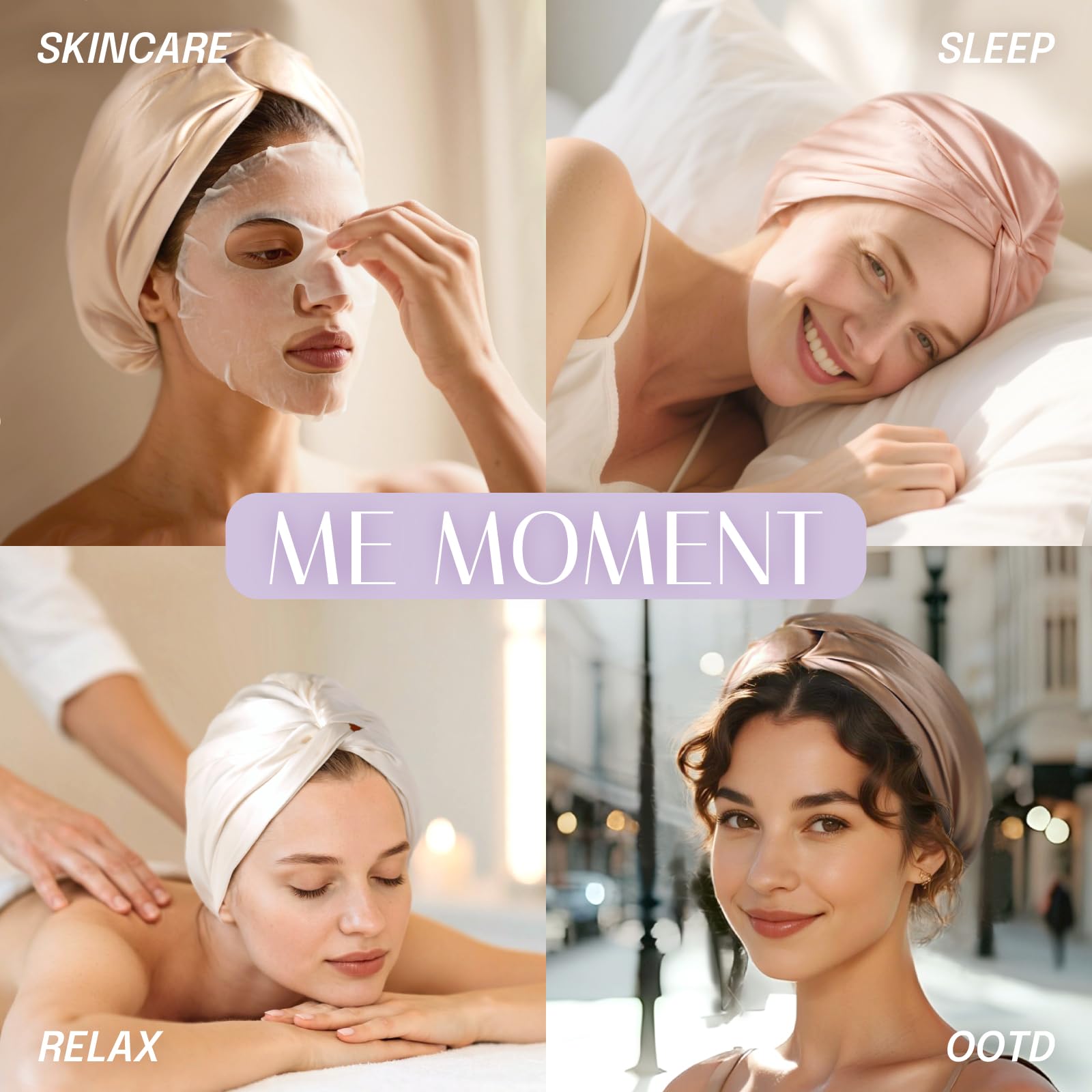 OLESILK bonnet closeup fabric texture—luxurious softness supports comfortable sleep.