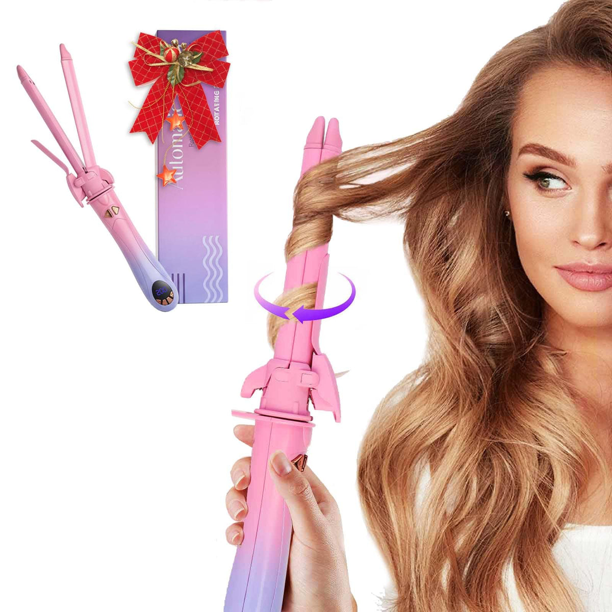 oleydb automatic rotating curler-straightener heat settings for precise styling