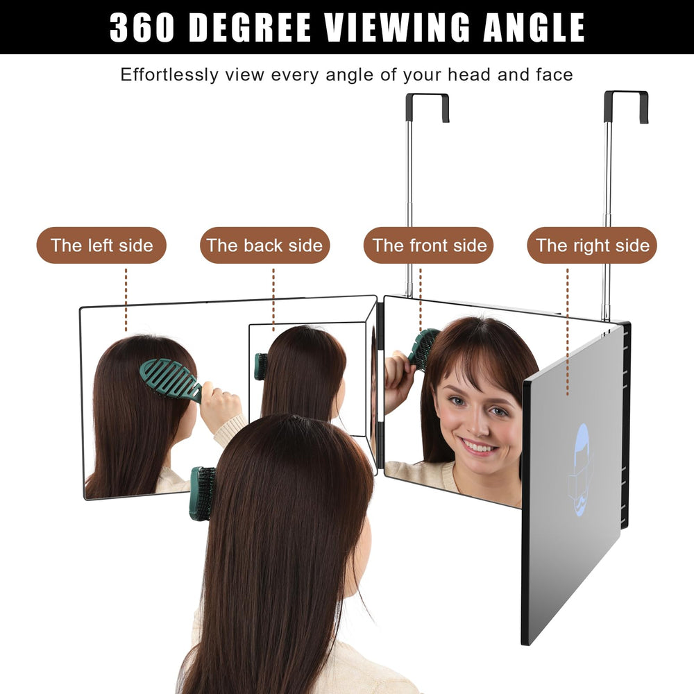 OLIBUY three-way mirror side view left for back-of-head visibility during cuts