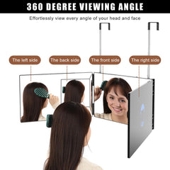 OLIBUY three-way mirror side view left for back-of-head visibility during cuts