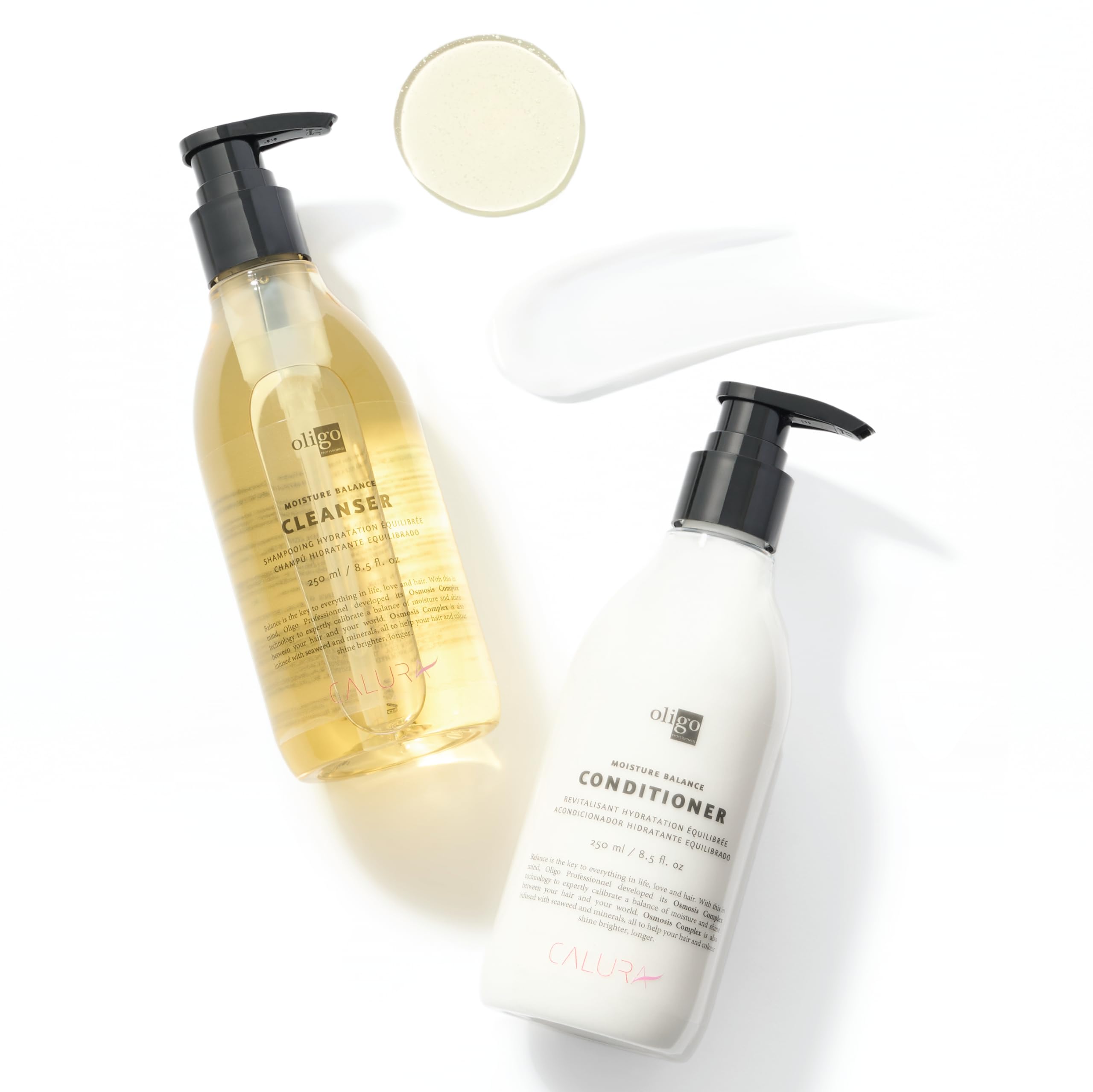 Oligo Professionnel Calura Moisture Balance Conditioner bottle supports detangling and shine.