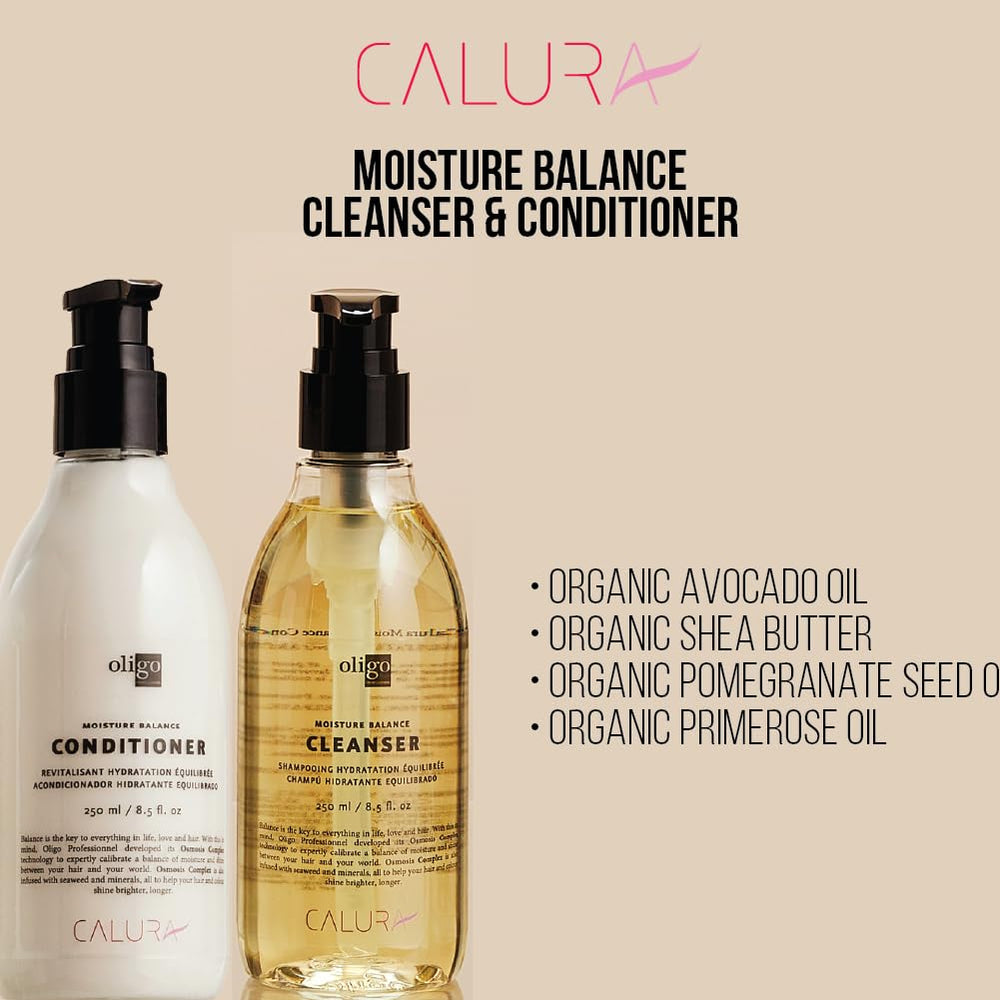 Oligo Professionnel Calura Moisture Balance hair close-up reveals shine and moisture.