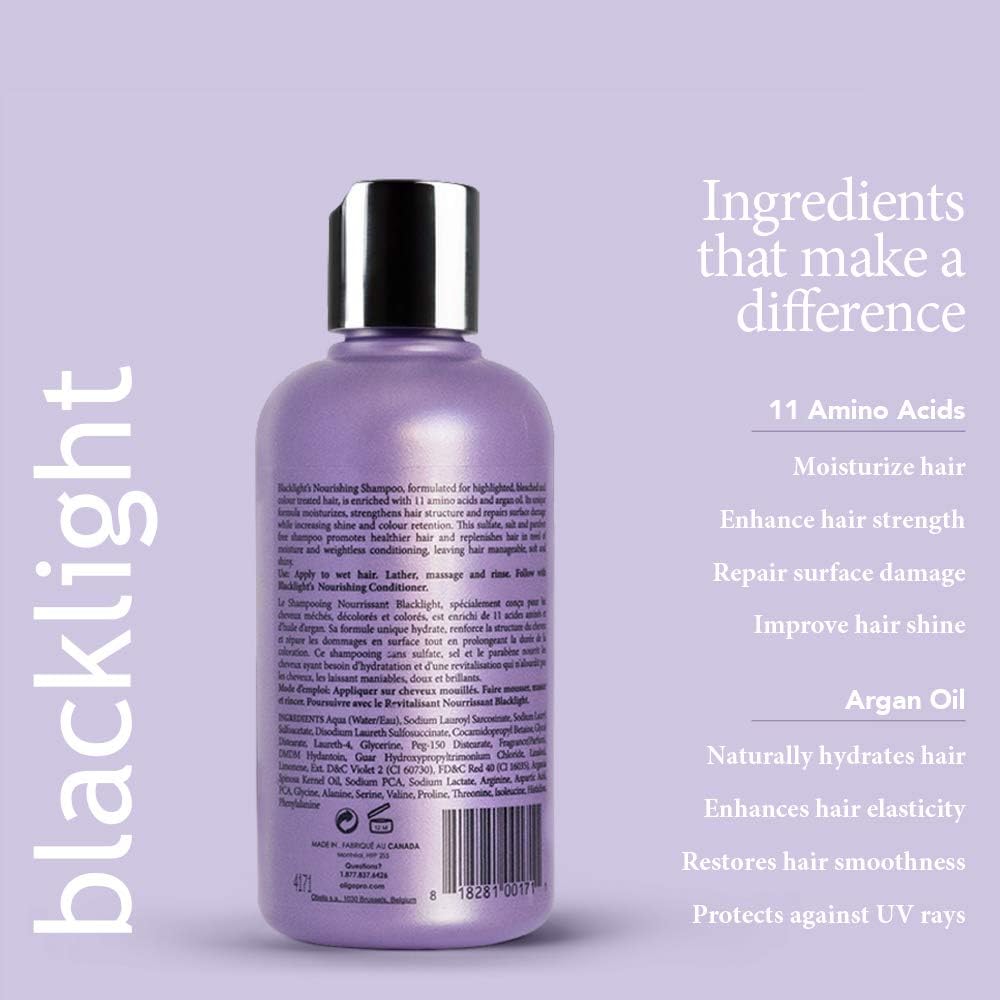 Backlight amino acids in action supporting weightless conditioning for highlighted hair.