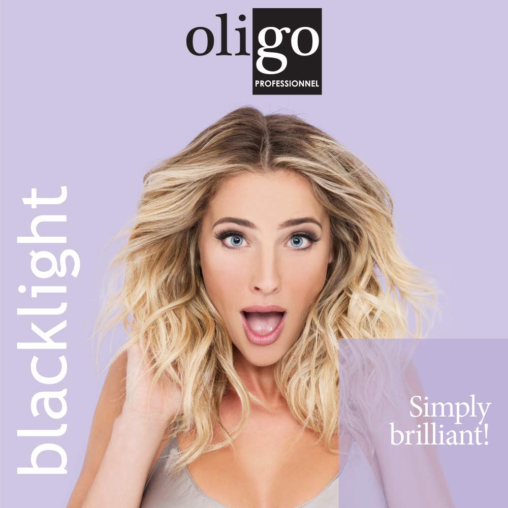 Oligo Backlight bottle shown with natural ingredients suggesting vegan-friendly formula.