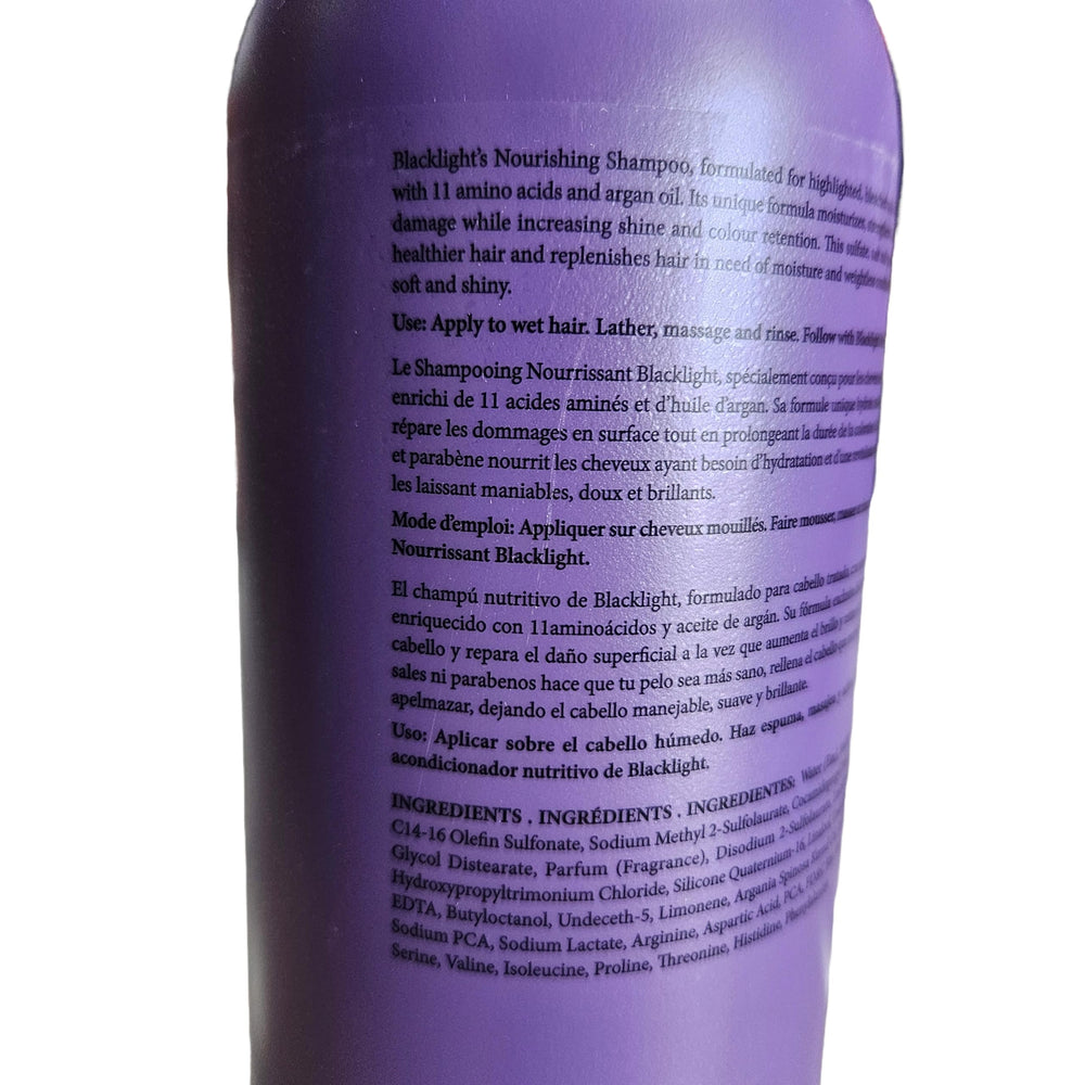 Close-up: Oligo Professionnel Blacklight on color-treated hair with enhanced shine.