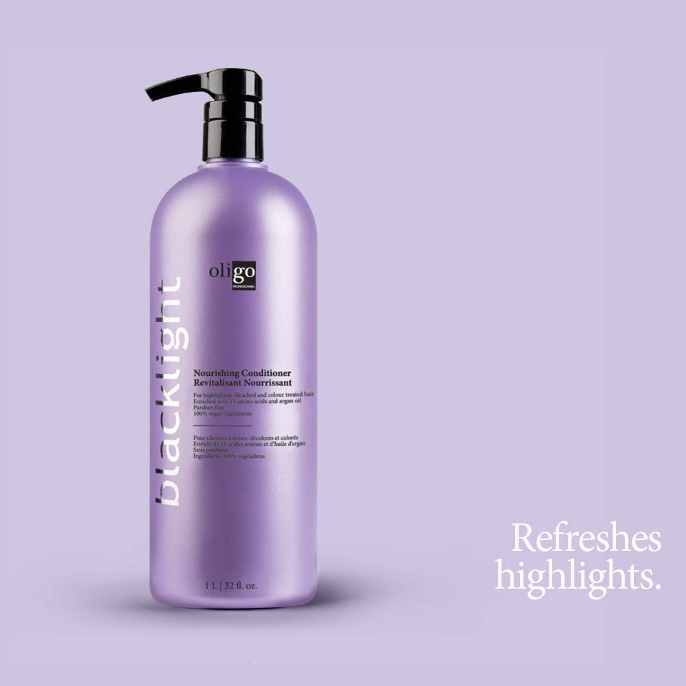 Oligo Professionnel Blacklight Nourishing Conditioner image showcases vegan formula claim.