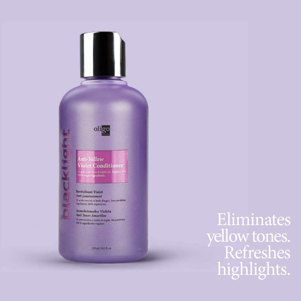 Oligo Professionnel Blacklight Violet Conditioner jar closeup emphasizes rich nourishing formula.