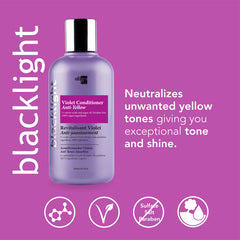 Oligo Professionnel Blacklight Violet Conditioner pump shows easy, even application for at-home toning.
