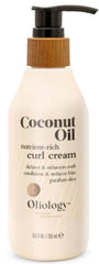 Oliology Coconut Oil Curl Cream bottle for defined curls with lightweight, frizz-control feel.