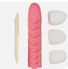 Olive & June Press-On Nail Remover Kit sponges closeup highlights 20 sponges for mess-free removal.