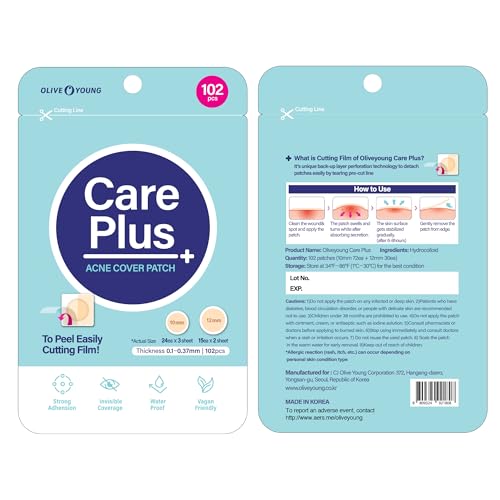 OLIVE YOUNG Care Plus Spot Patch close-up reveals thin hydrocolloid layer for gentle protection