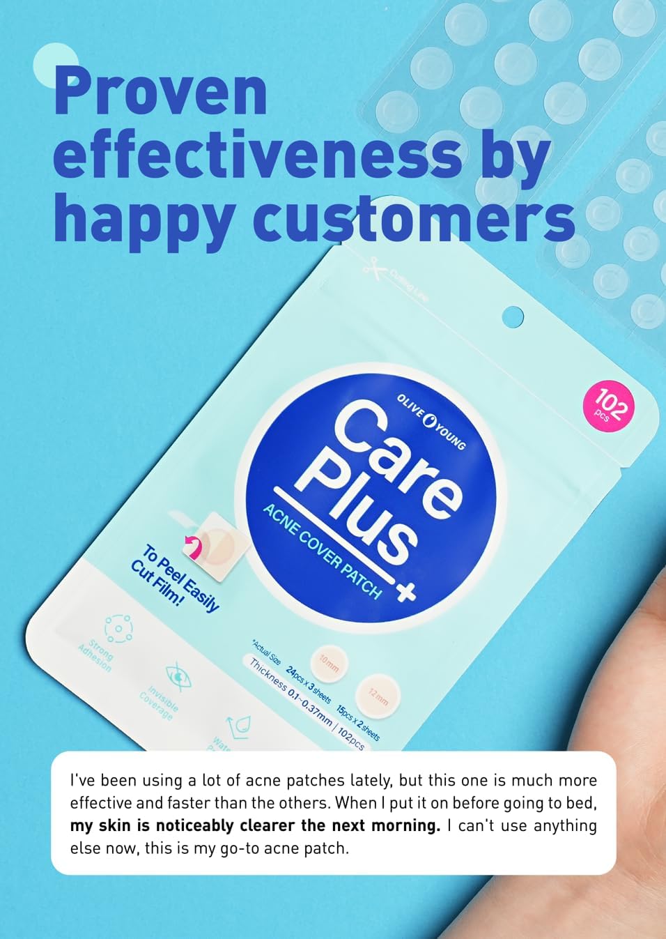 OLIVE YOUNG Care Plus Spot Patch daily-use routine for steady blemish protection.