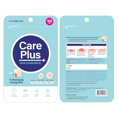 OLIVE YOUNG Care Plus Spot Patch on skin shows invisible coverage for zits.