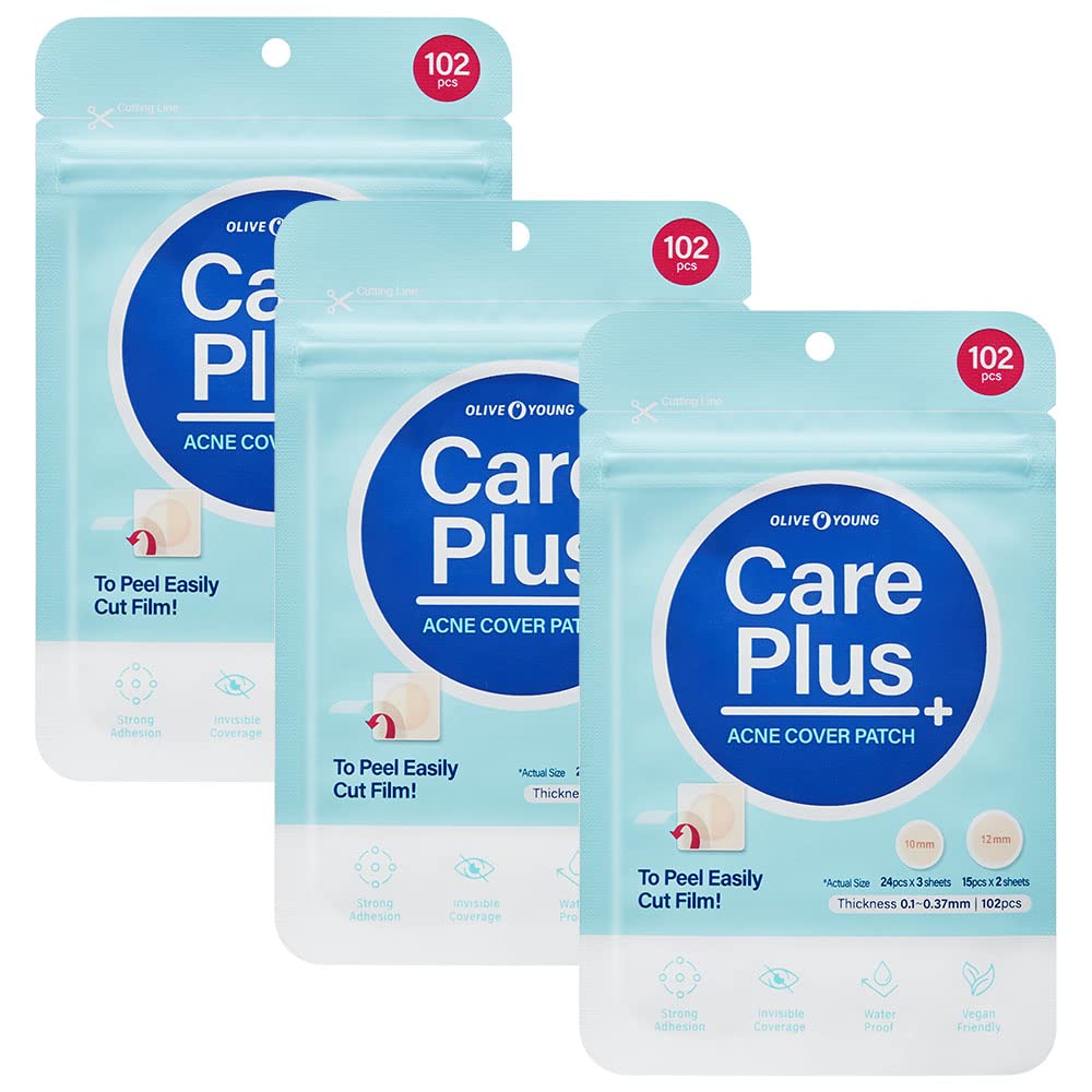 OLIVE YOUNG Care Plus Spot Patch on zit for discreet blemish coverage