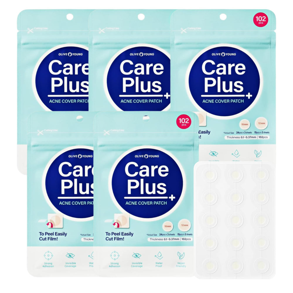 OLIVE YOUNG Care Plus Spot Patch pack shot for quick, discreet blemish protection.