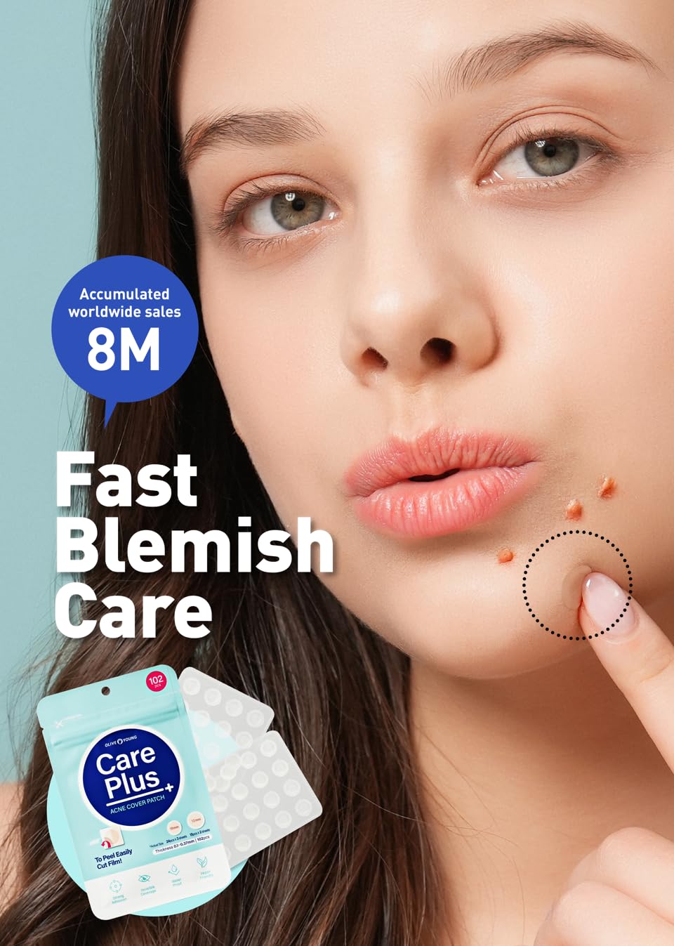 OLIVE YOUNG Care Plus Spot Patch two-pack packaging indicates convenient refill-friendly design.