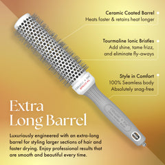 Olivia Garden Ceramic + Ion Speed XL soft-tip bristles gently smooth hair.
