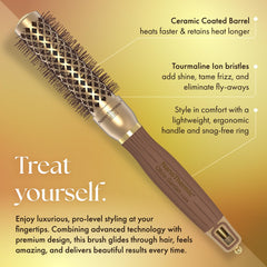 Olivia Garden ceramic-ion technology detail emphasizes fast heat retention and shine.