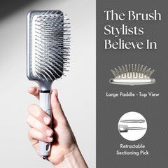 Close-up of cushion and ball-point tips on Olivia Garden brush for snag-free brushing.