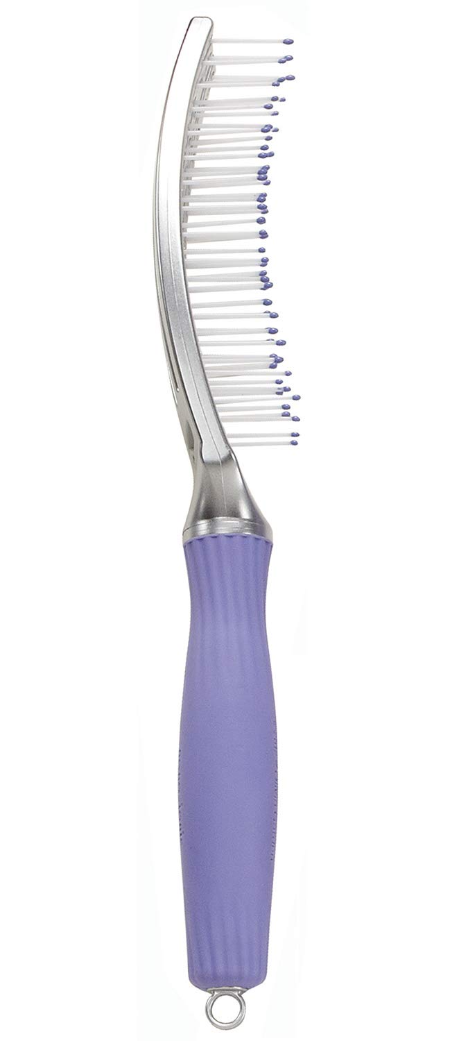 Olivia Garden curved vented paddle brush with ionic bristles for better airflow and smooth brushing.