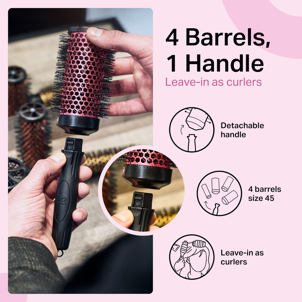Olivia Garden MultiBrush ion-charged bristles reduce frizz and add shine.