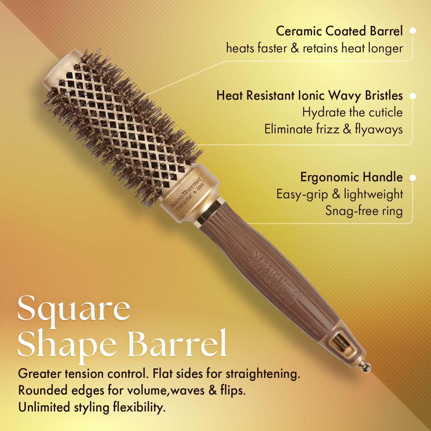 Olivia Garden NT-S30 ceramic barrel heats quickly for faster, even styling.
