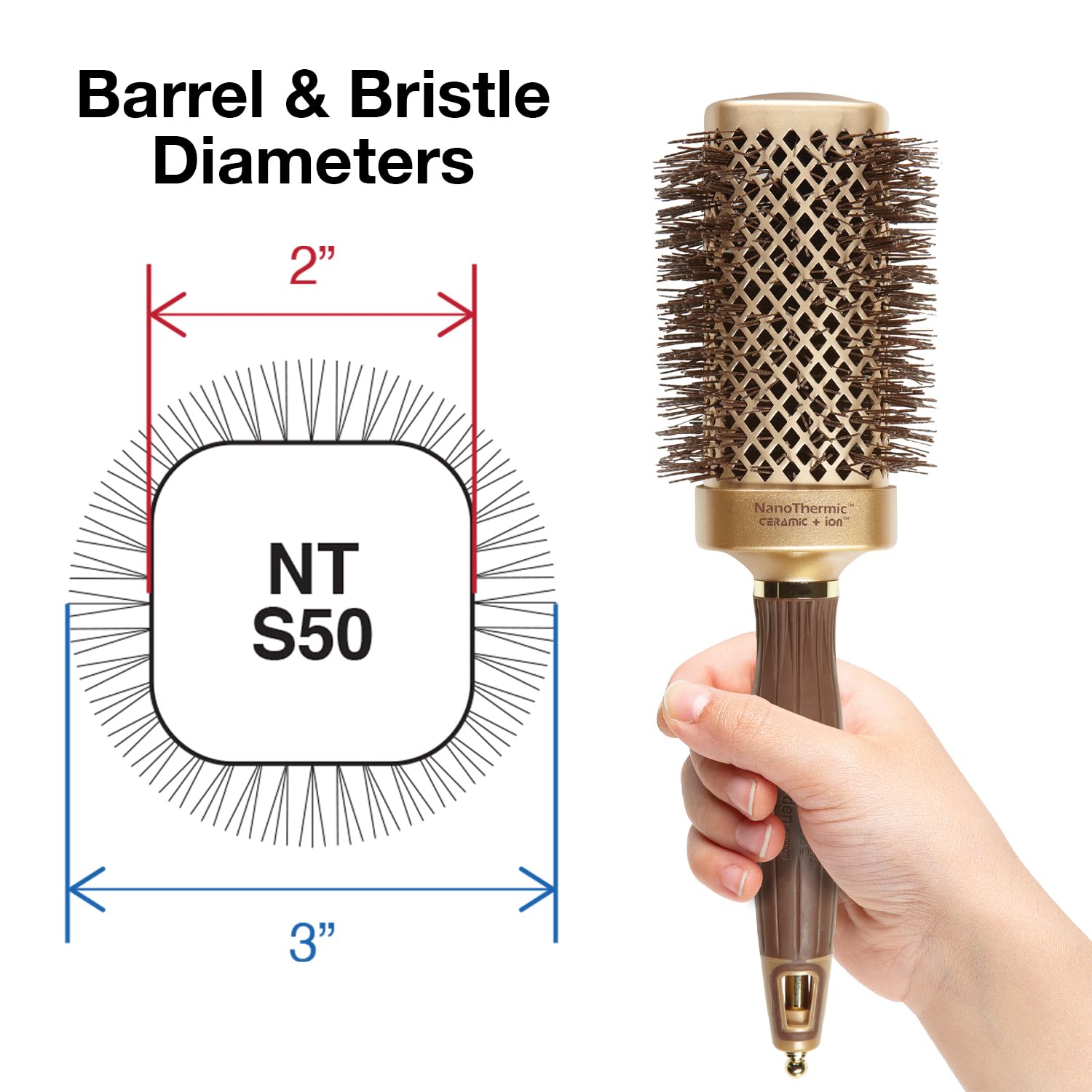 Olivia Garden NT-S50 ceramic barrel close-up showing even heat distribution