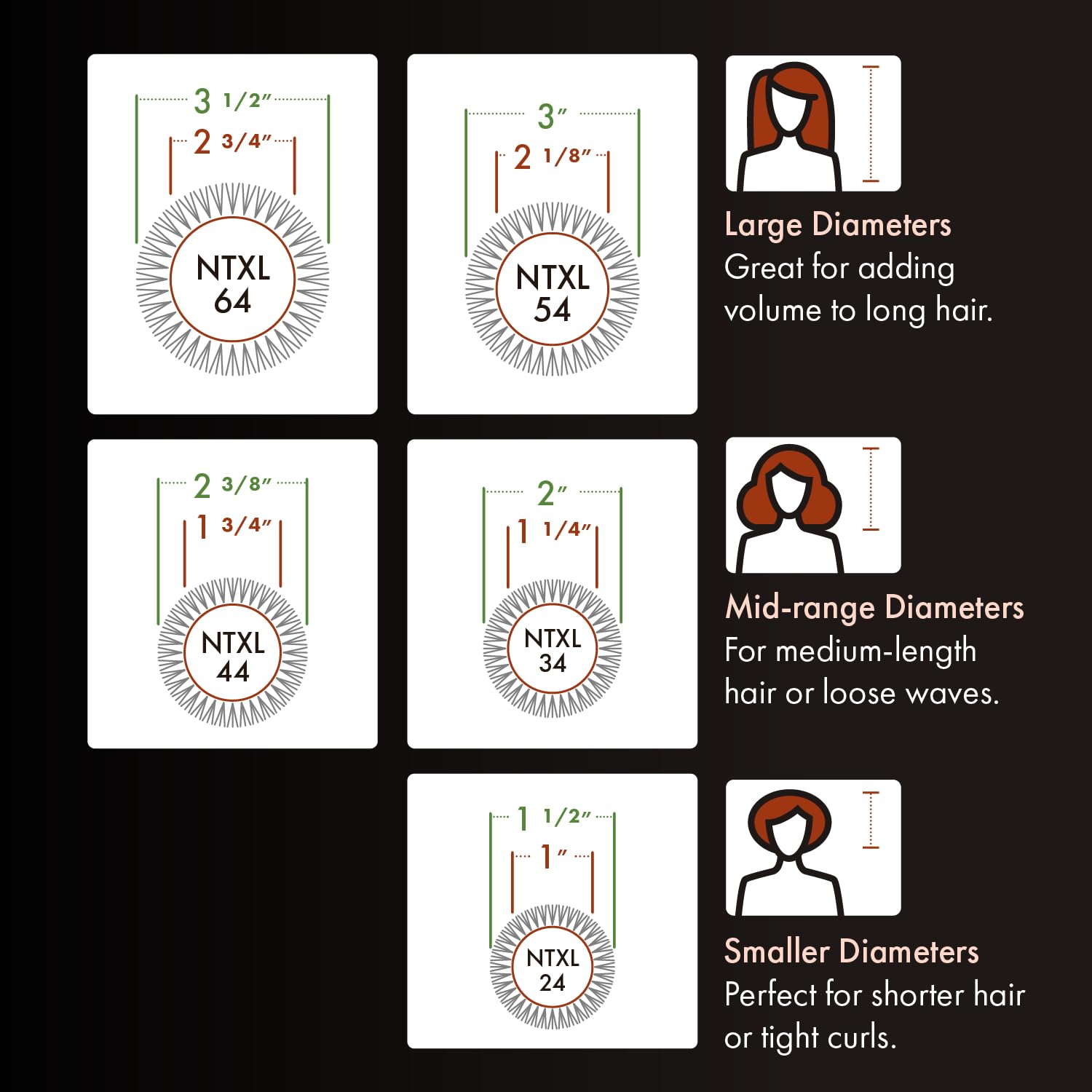 Olivia Garden XL barrel demonstrates 1-3-4 inch diameter for fast smoothing.