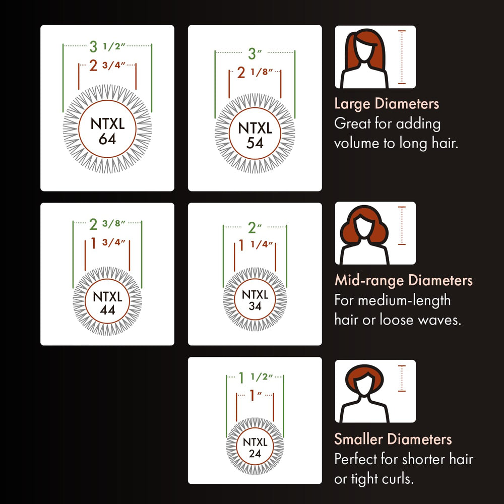 Olivia Garden XL barrel demonstrates 1-3-4 inch diameter for fast smoothing.