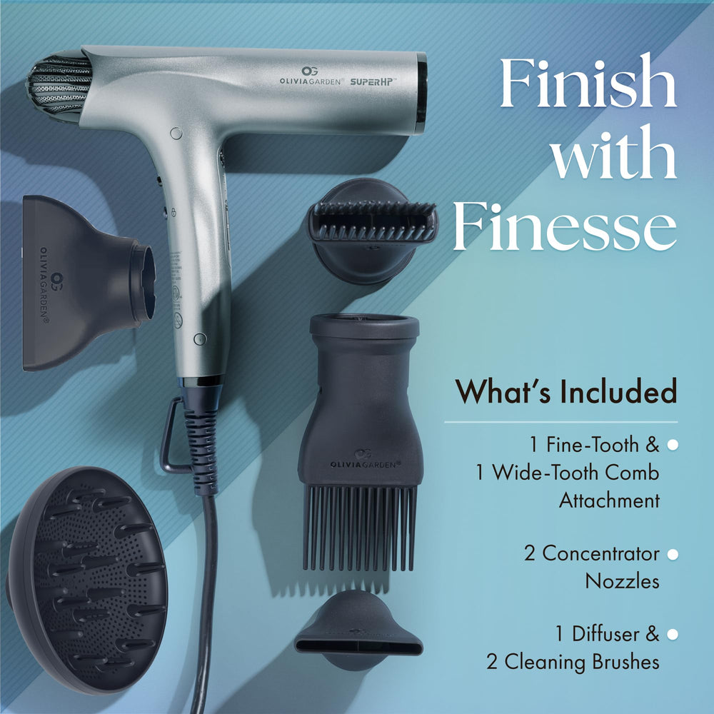 Olivia Garden 1875W comb attachment ready for smoothing and detangling with precision
