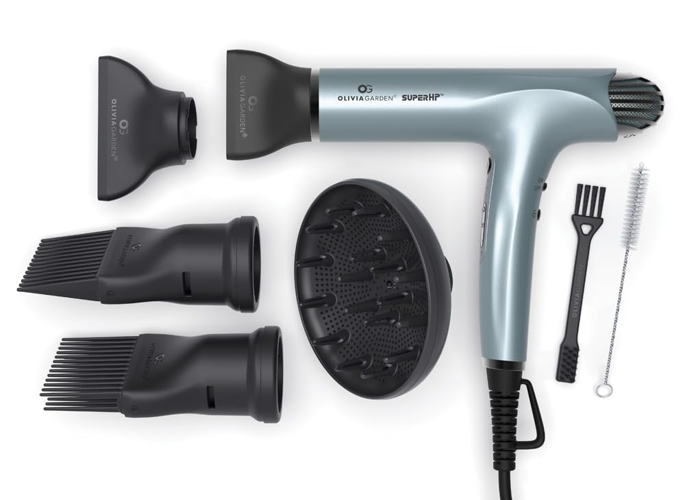 Olivia Garden 1875W SuperHP dryer side view showing sleek design for studio-quality styling