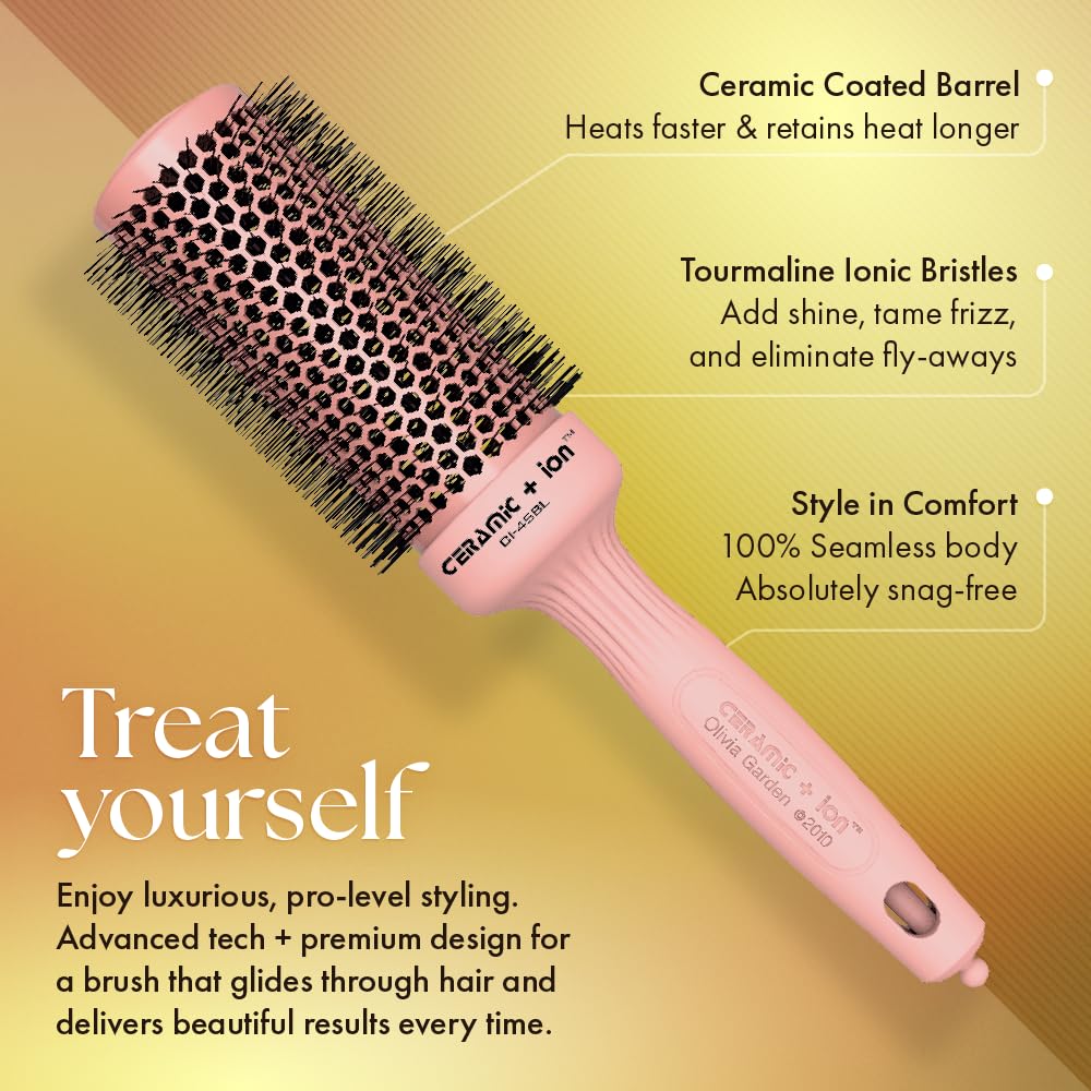 Olivia Garden anti-static tourmaline technology helps smooth frizz for glossy hair.