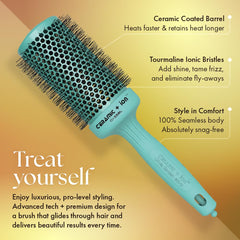 Olivia Garden ceramic ion round brush bristle detail turquoise gentle detangling.