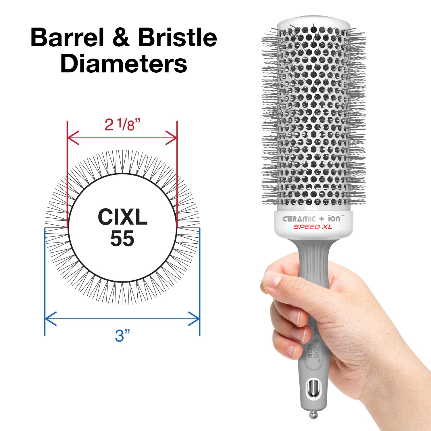 Olivia Garden Ceramic + Ion Speed XL long barrel for faster blowouts.