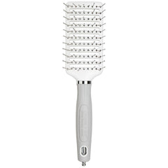 Olivia Garden Ceramic and Ion Turbo Vent Pro brush close-up highlights ceramic coating for smooth styling.