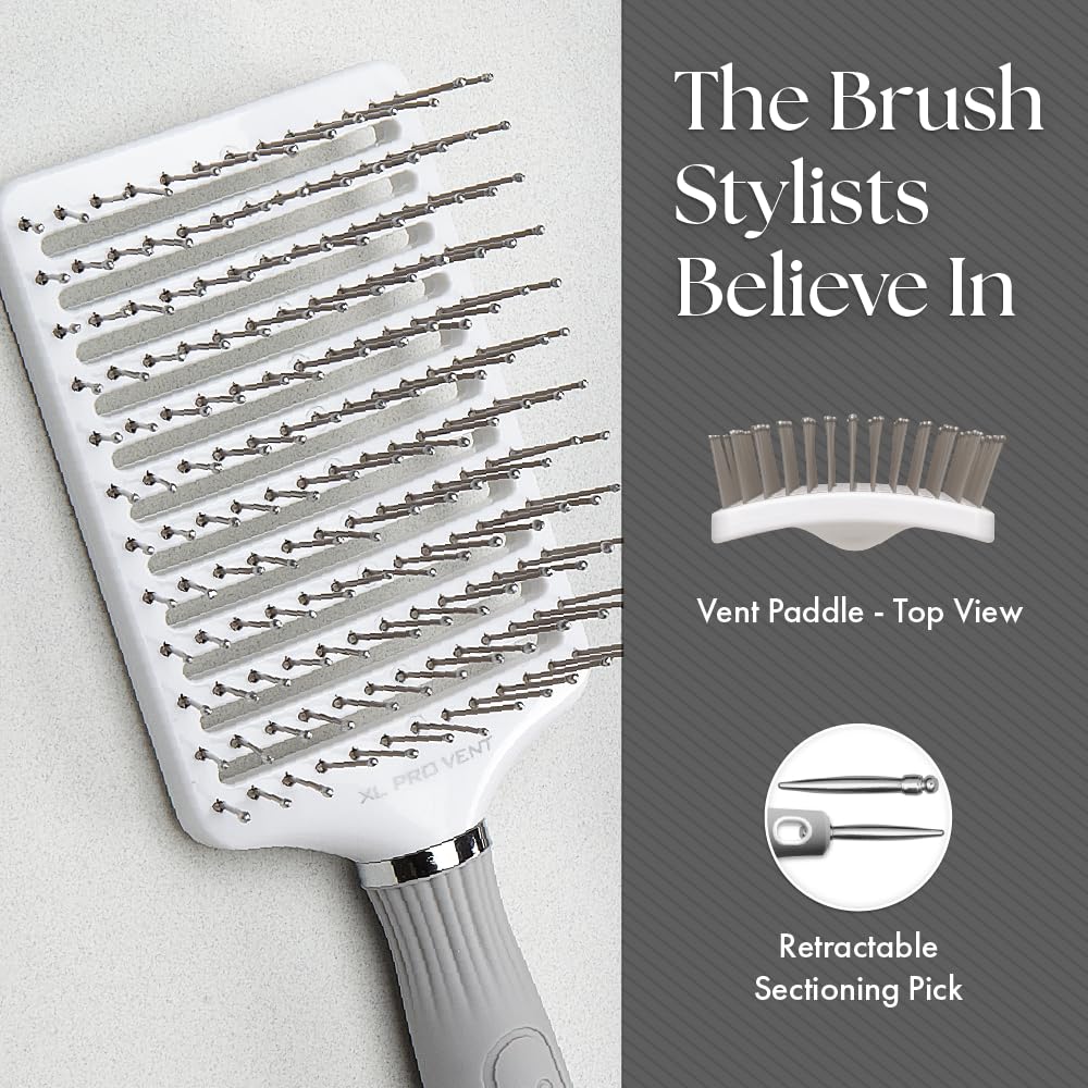 Olivia Garden Ceramic + Ion XL Pro Paddle Brush ball-tip detail for comfortable brushing