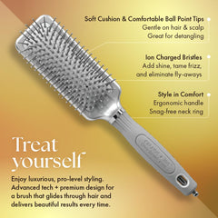 Olivia Garden ceramic-ion-xl-pro paddle brush vented barrel enables faster, even drying.
