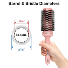 Olivia Garden CI-45BL ergonomic grip for comfortable styling during long blowouts.