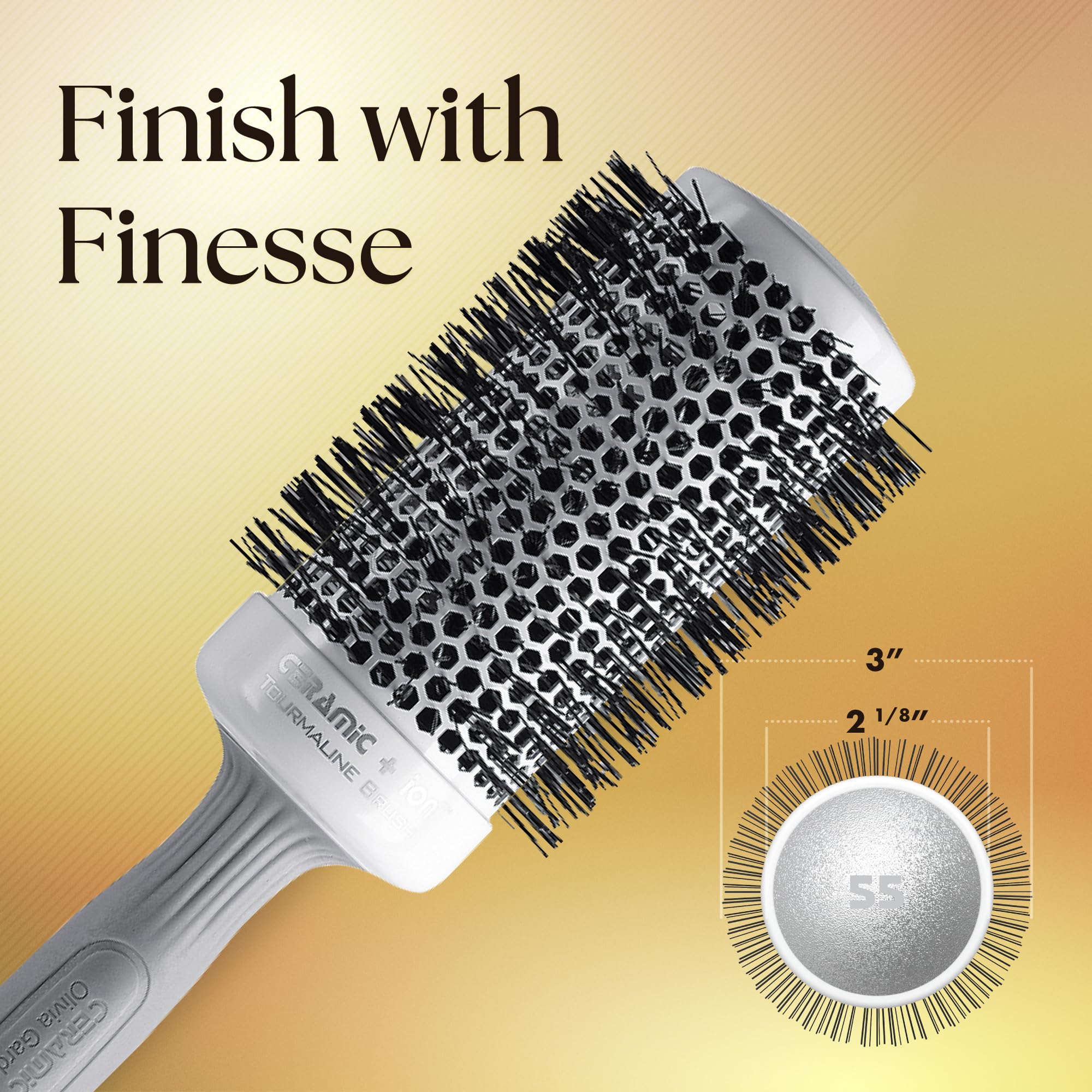 Olivia Garden CI-55 hair sectioning with brush demonstrates precision styling