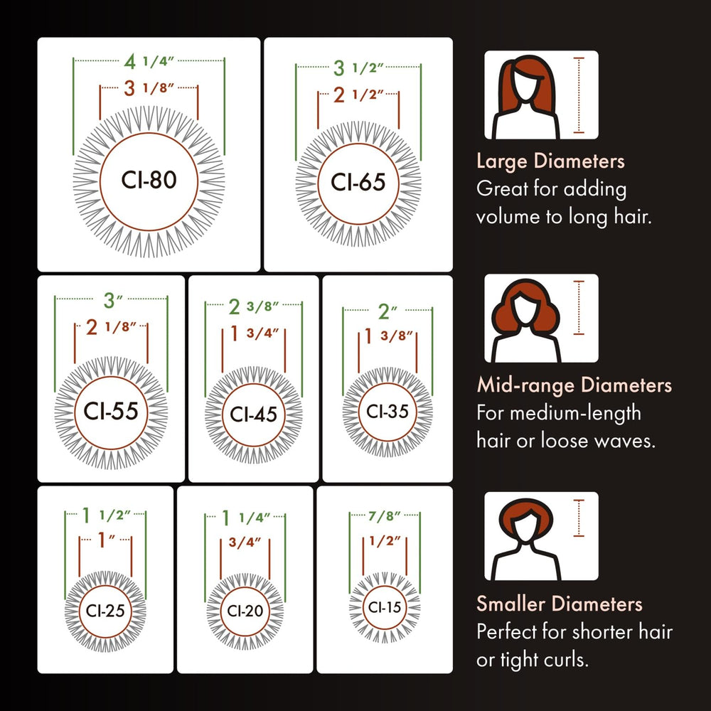 Olivia Garden CI-45 smoothing motion on damp hair for controlled styling