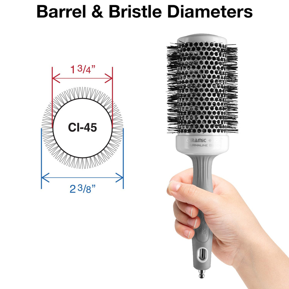 Olivia Garden CI-45 vented ceramic barrel close-up for faster styling
