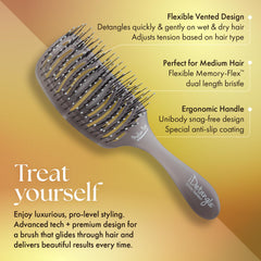 Olivia Garden iDetangle dual-curve design hugs the scalp for comfort.