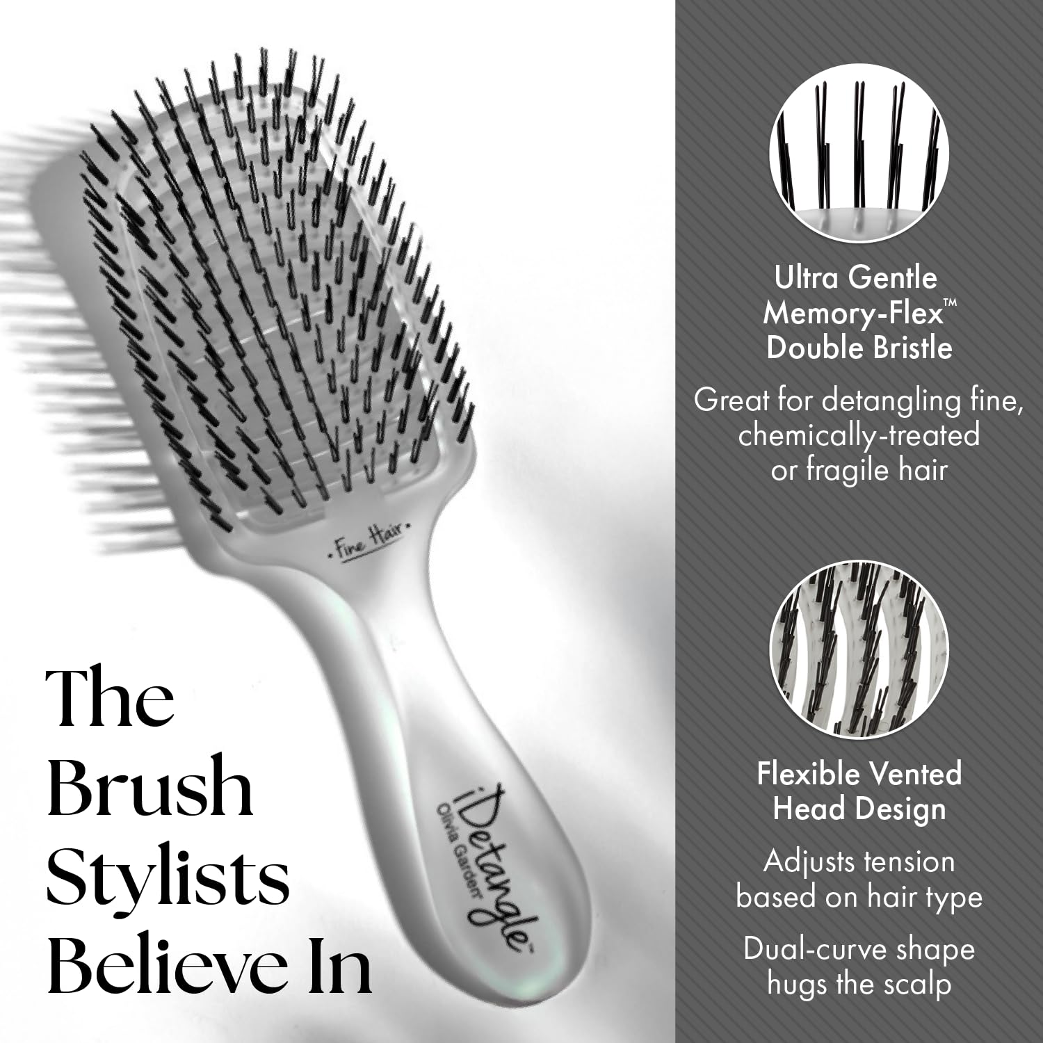 Dual-curve head hugs scalp for comfort and precise control