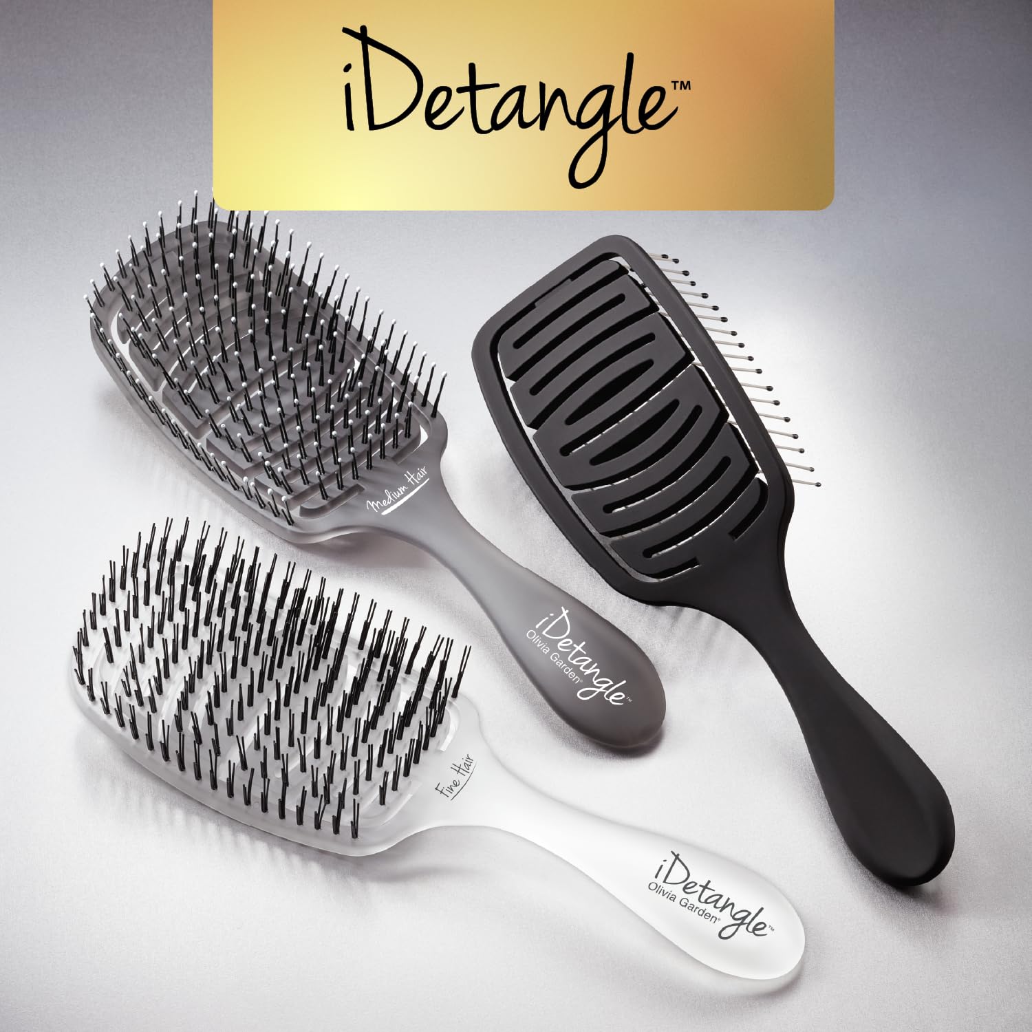 Olivia Garden iDetangle brush vented head speeds drying and reduces dragging.