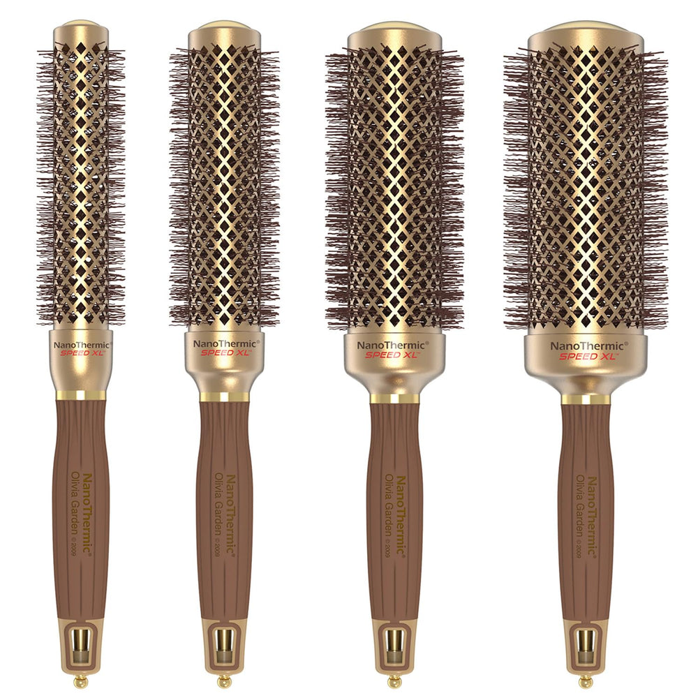 Olivia Garden NanThermic ceramic-barrel heats quickly for efficient, smooth blowouts.