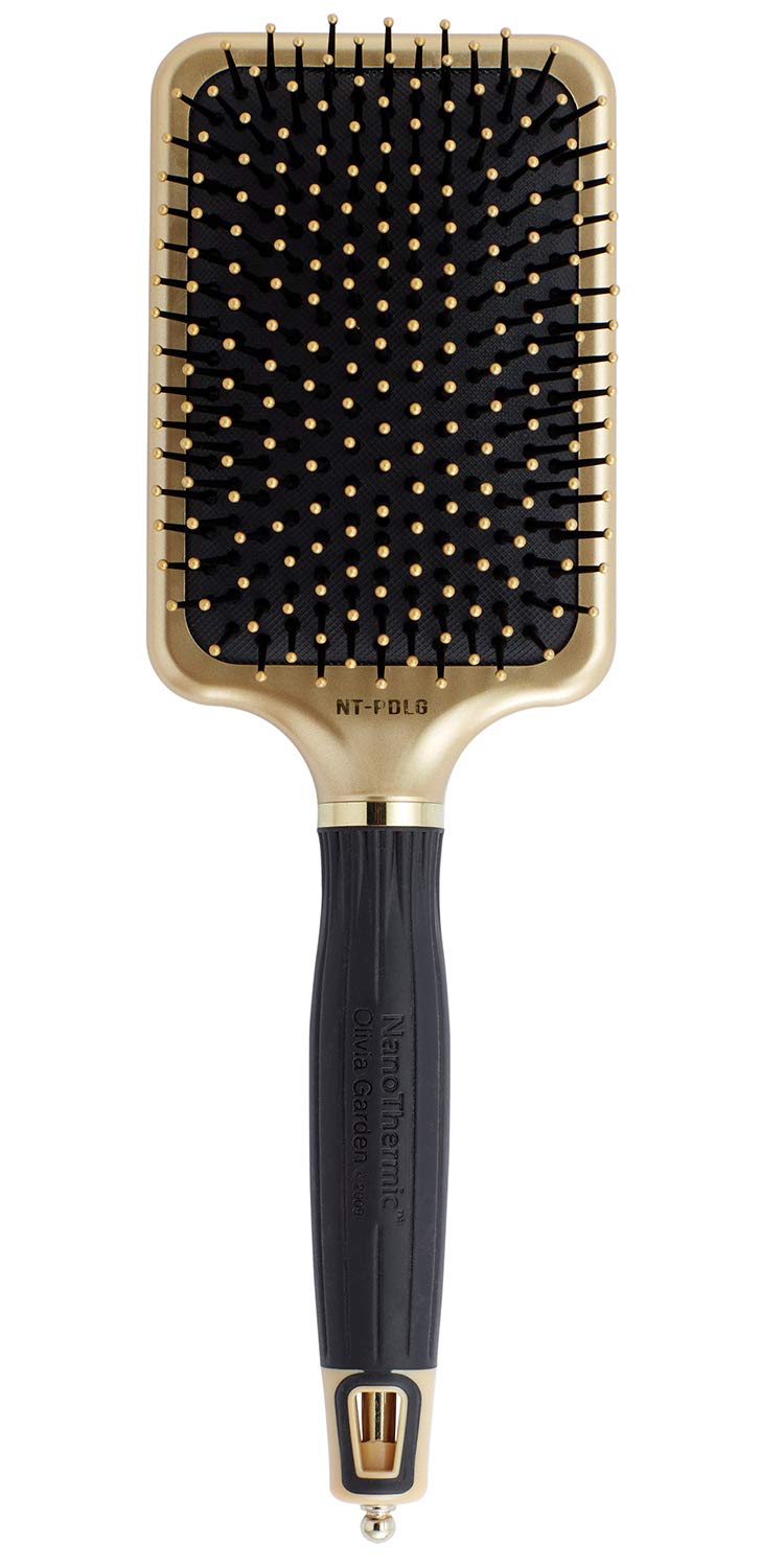 Olivia Garden NanoThermic brush large paddle front view highlights ceramic-ionic tech for smooth styling.