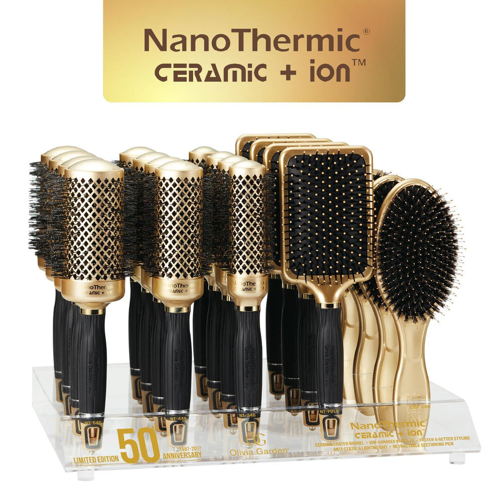 Olivia Garden NanoThermic brush large paddle storage case highlights portable, organized styling kit.