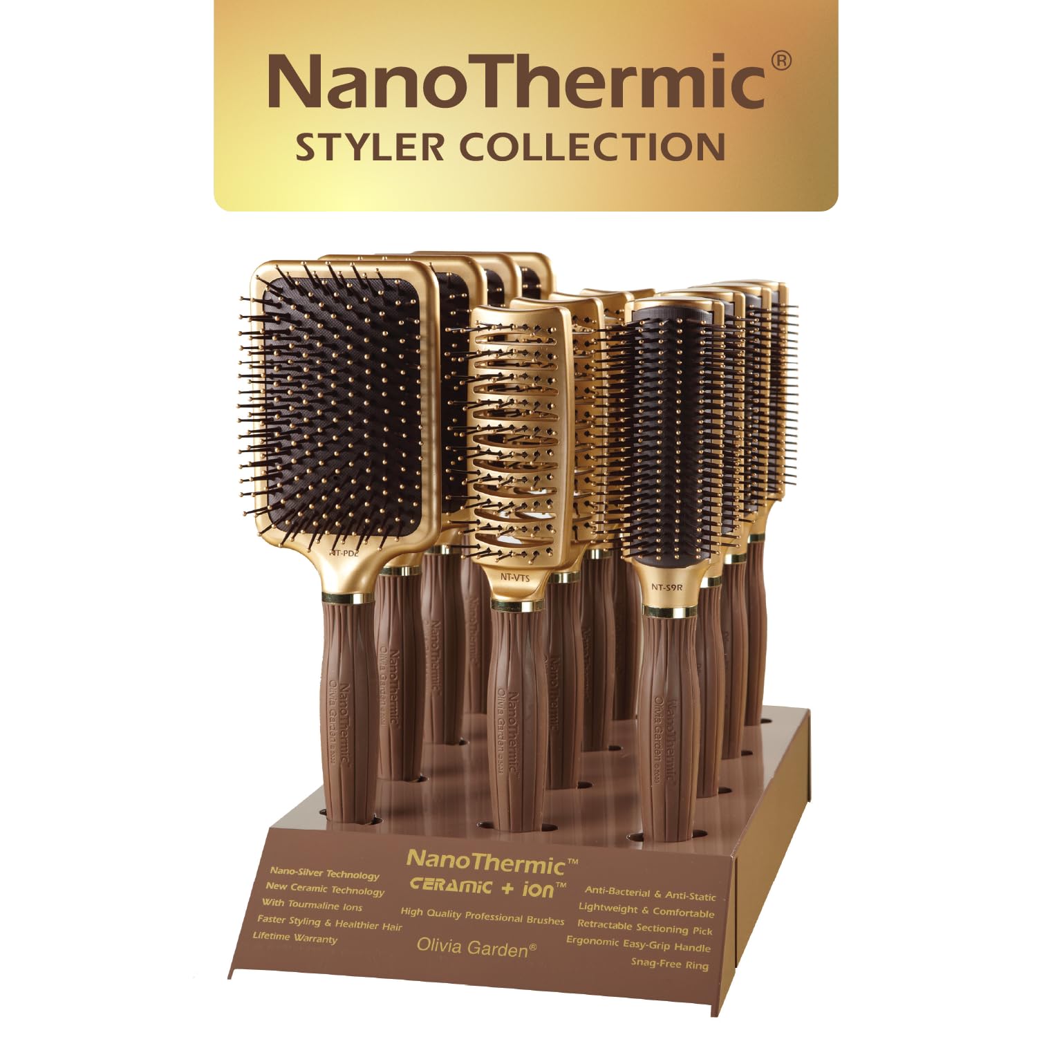 Olivia Garden NT-VTS vent brush in use demonstrates smooth glide and detangling.